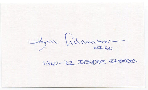 Ken Adamson Signed 3x5 Index Card Autograph Signature Denver Broncos All-Star