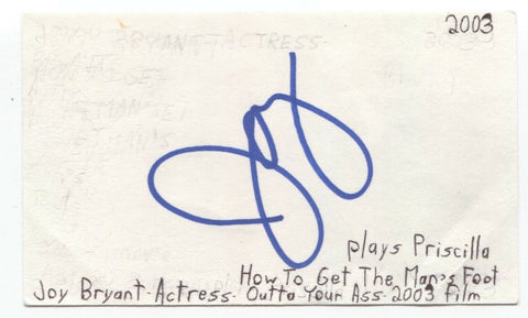 Joy Bryant Signed 3x5 Index Card Autographed Signature Actress