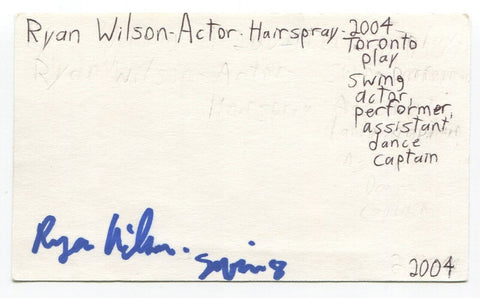 Ryan Wilson Signed 3x5 Index Card Autograph Actor Hairspray