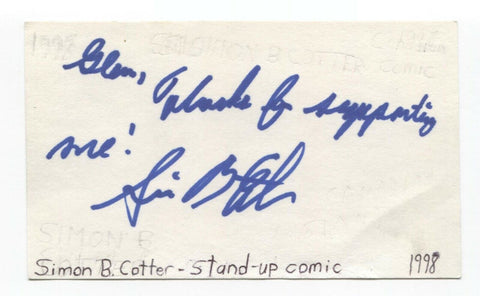 Simon B. Cotter Signed 3x5 Index Card Autographed Signature Comedian Comic Actor