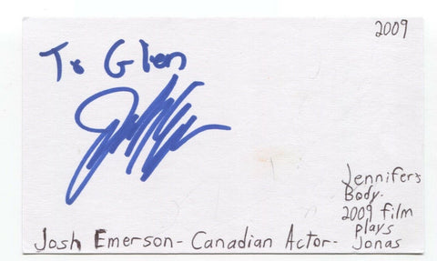 Josh Emerson Signed 3x5 Index Card Autographed Signature Actor
