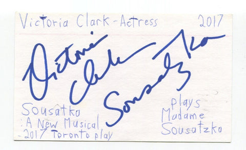 Victoria Clark Signed 3x5 Index Card Autograph Actress Sousatzka Law And Order