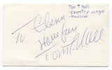 Tom T. Hall Signed 3x5 Index Card Autographed Signature Country Singer