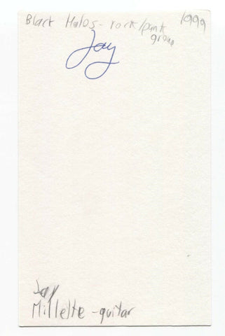 The Black Halos - Jay Millette Signed 3x5 Index Card Autographed Signature