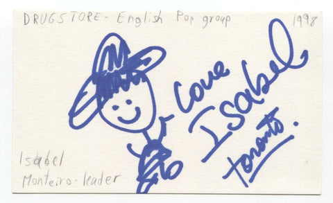 Drugstore - Isabel Monteiro Signed 3x5 Index Card Autographed Signature Band