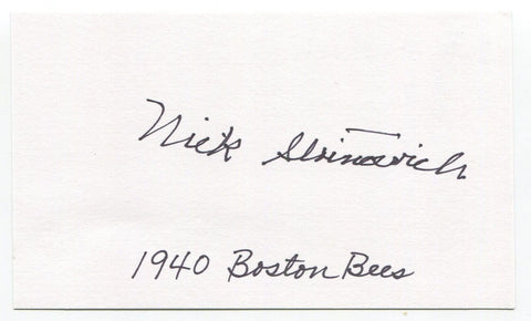 Nick Strincevich Signed 3x5 Index Card Autographed Baseball 1940 Boston Bees