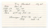 Jim Marshall Signed 3x5 Index Card Autographed MLB Baseball Chicago Cubs