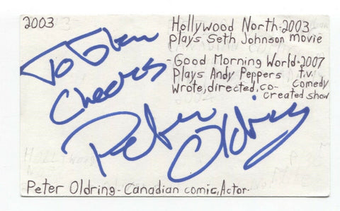 Peter Oldring Signed 3x5 Index Card Autographed Signature Voice Actor