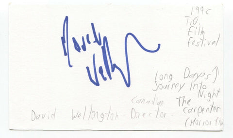 David Wellington Signed 3x5 Index Card Autograph Signature Director