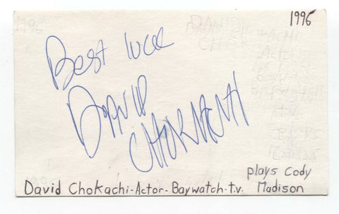 David Chokachi Signed 3x5 Index Card Autographed Signature Actor Baywatch