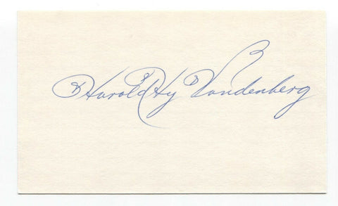 Hy Vandenberg Signed 3x5 Index Card Baseball Autographed BEAUTIFUL SIGNATURE