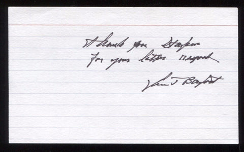 Van Barfoot Signed 3x5 Index Card Autographed Signature Medal of Honor