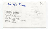 Martha Burns Signed 3x5 Index Card Autographed Signature Actor