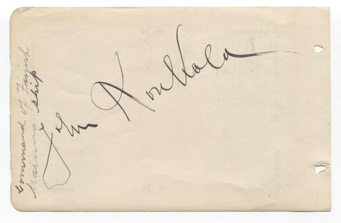 John Konkola Signed 3x5 Index Card Autographed Signature Military Vintage 1934