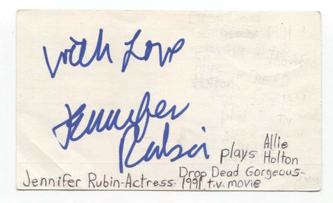 Jennifer Rubin Signed 3x5 Index Card Autograph Signature Actress