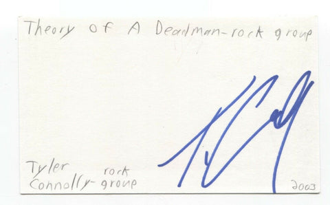 Theory of a Deadman - Tyler Connolly Campbell Signed 3x5 Index Card Autographed