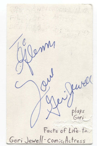 Geri Jewell Signed 3x5 Index Card Autographed Signature Actress Deadwood