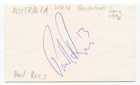 Paul Rees Signed 3x5 Index Card Autographed Basketball Australia