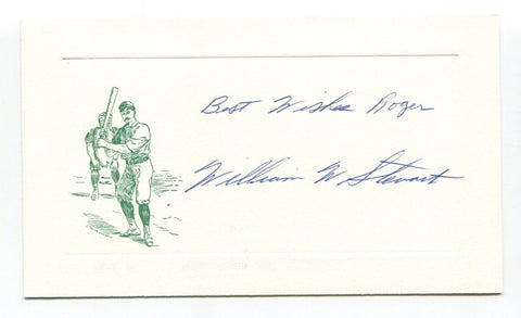 William Stewart Signed Card Autograph MLB Baseball Roger Harris Collection