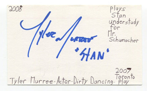 Tyler Murree Signed 3x5 Index Card Autographed Actor Trucktown Murdoch Mysteries