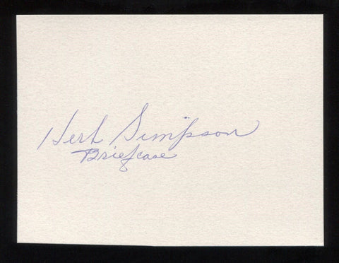 Herb Simpson Signed Index Card Autographed Baseball Signature