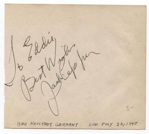 Jack Pepper (d 1979) Signed Album Page Autographed in 1945 Dancer Signature AUTO
