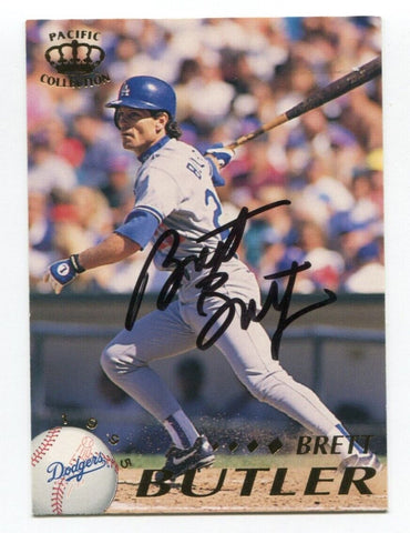 1995 Pacific Crown Collection Brett Butler Signed Card Baseball Autograph #213