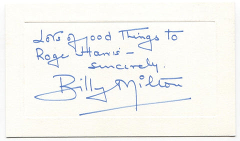 Billy Milton Signed Card Autographed Signature Actor