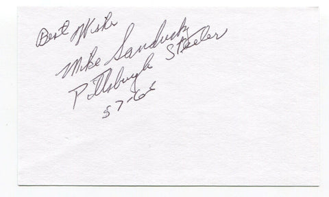 Mike Sandusky Signed 3x5 Index Card Autographed NFL Football Pittsburgh Steelers