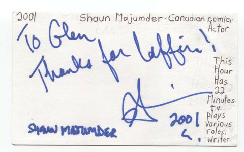 Shaun Majumder Signed 3x5 Index Card Autographed Signature Actor Comedian