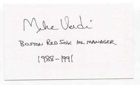 Mike Verdi Signed 3x5 Index Card Autograph Baseball MLB New York Yankees