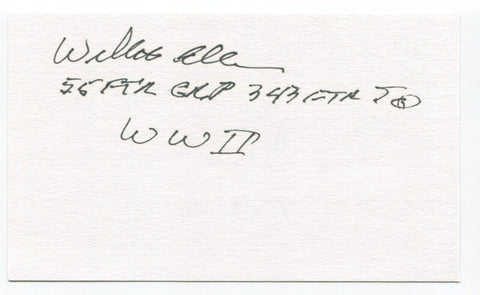 William H. Allen Signed 3x5 Index Card Autographed WWII United States Navy