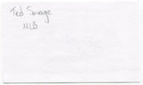 Ted Savage Signed 3x5 Index Card Baseball Autographed Signature Philadelphia