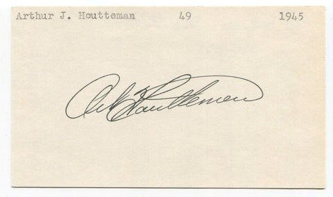 Art Houtteman Signed 3x5 Index Card Autographed MLB Baseball 1945 Detroit Tigers