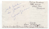 Joyce Gordon Signed 3x5 Index Card Autographed Signature Actress Police Academy