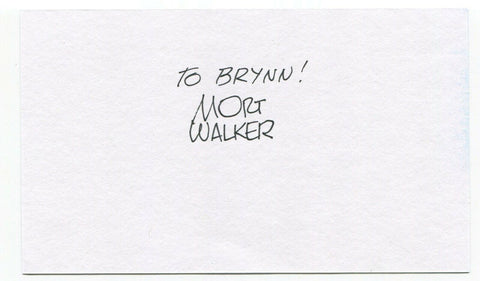 Mort Walker Signed 3x5 Index Card Autographed Signature Cartoonist Beetle Bailey