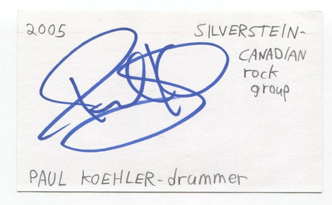 Silverstein - Paul Koehler Signed 3x5 Index Card Autographed Signature