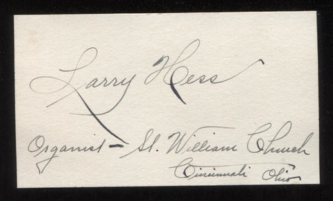 Larry Hess Signed Card  Autographed Orchestra AUTO Signature Organist