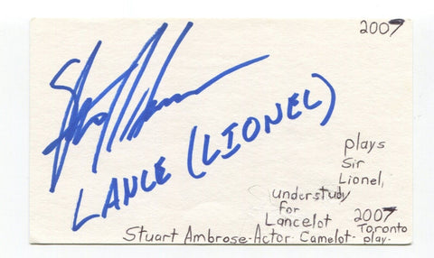 Stuart Ambrose Signed 3x5 Index Card Autographed Actor As The World Turns