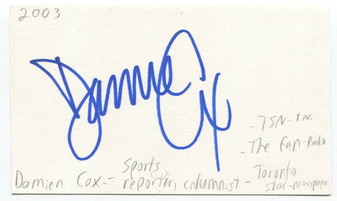 Damien Cox Signed 3x5 Index Card Autographed Canadian NHL Sports Reporter