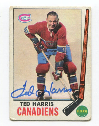 1969-70  Topps Ted Harris Signed NHL Hockey Card Autographed AUTO #2