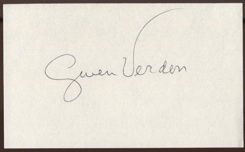 Gwen Verdon Signed Index Card Signature Vintage Autographed AUTO 