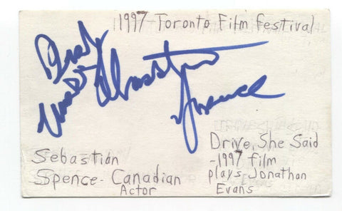 Sebastian Spence Signed 3x5 Index Card Autographed Signature Actor First Wave