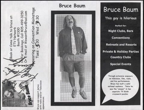 Bruce Baum Signed Photo Page Vintage Autographed Signature Photograph