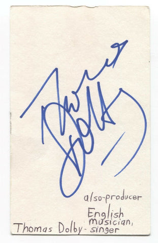 Thomas Dolby Signed 3x5 Index Card Autographed Signature Musician