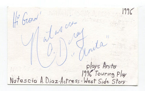 Natascia Diaz Signed 3x5 Index Card Autograph Actress Oz Law And Order