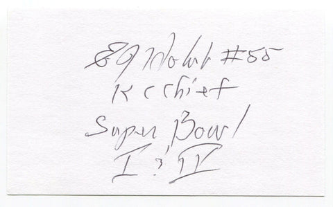 E.J. Holub Signed 3x5 Index Card Autographed NFL Kansas City Chiefs Super Bowl