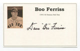 Dave "Boo" Ferriss Signed Index Card Autographed Baseball Boston Red Sox