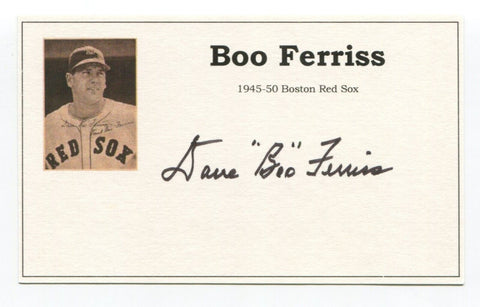 Dave "Boo" Ferriss Signed Index Card Autographed Baseball Boston Red Sox