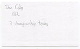 Donald "Don" Colo Signed 3x5 Index Card Autographed Baltimore Colts Pro Bowl NFL
